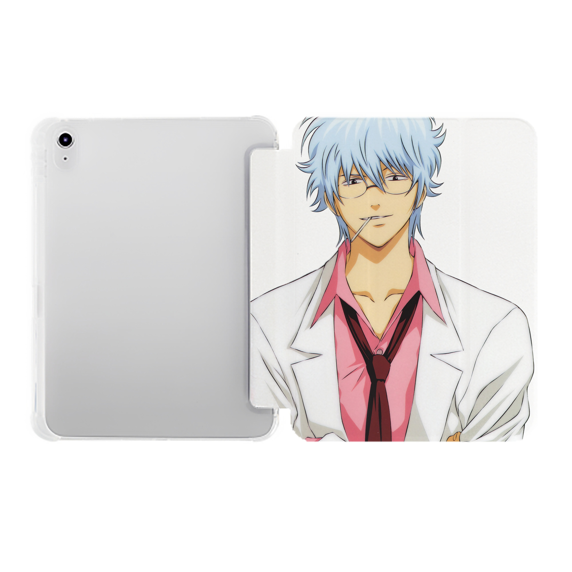 （画像用） ぎんたま 坂田銀時（さかたぎんとき） 神楽 志村新八（しむら しんぱち） GINTAMA Sakata Gintoki Kagura Shimura Shinpachi IPad ケース ペン収納付き 三つ折りスタンド PUレザー×シリコン 対応機種9.5/10.5/10.9インチ